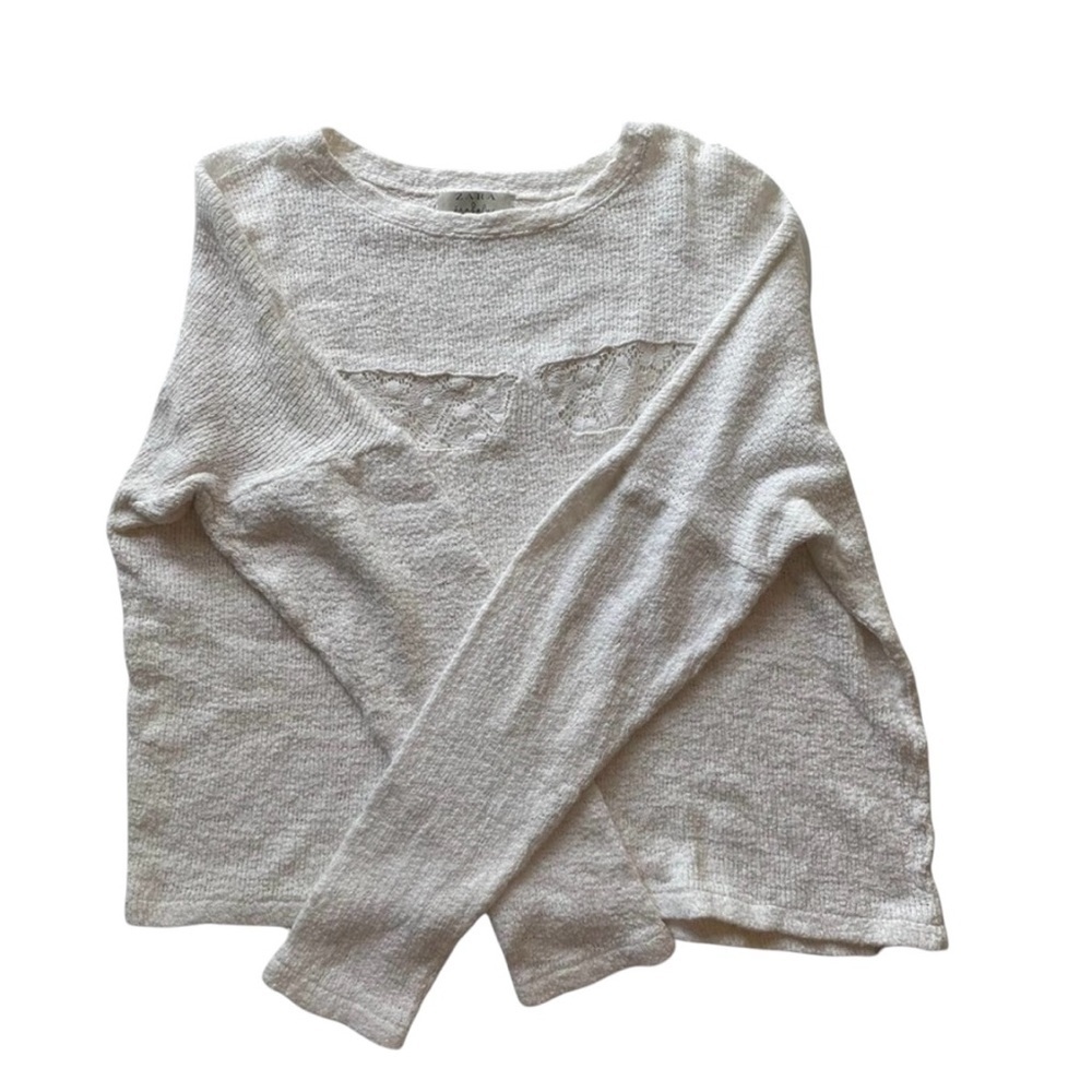 Zara Trafaluc Pullover Sweater White size Small Lace workwear Office Casual